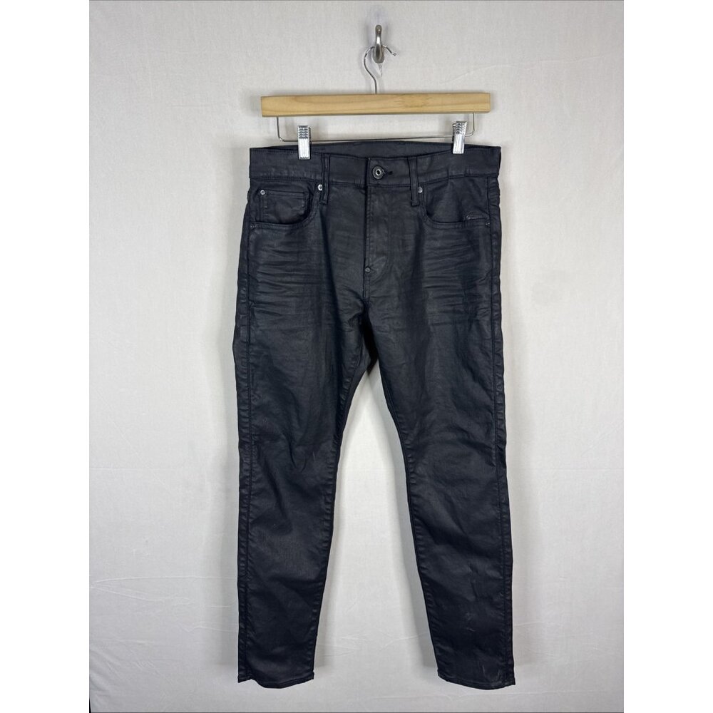 G-Star RAW Revend Skinny Jeans Black Stretch Denim Mens 31x30 Waxed Coated